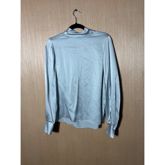 Vince $325 Silk Mock Neck Long Sleeve Top Women's Size S Adjustable Neck - Picture 1 of 6